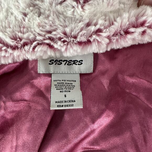 Pink Faux Fur Rosebud Swing Jacket – Sisters Plush Textured Coat Women’s Small - Picture 8 of 11
